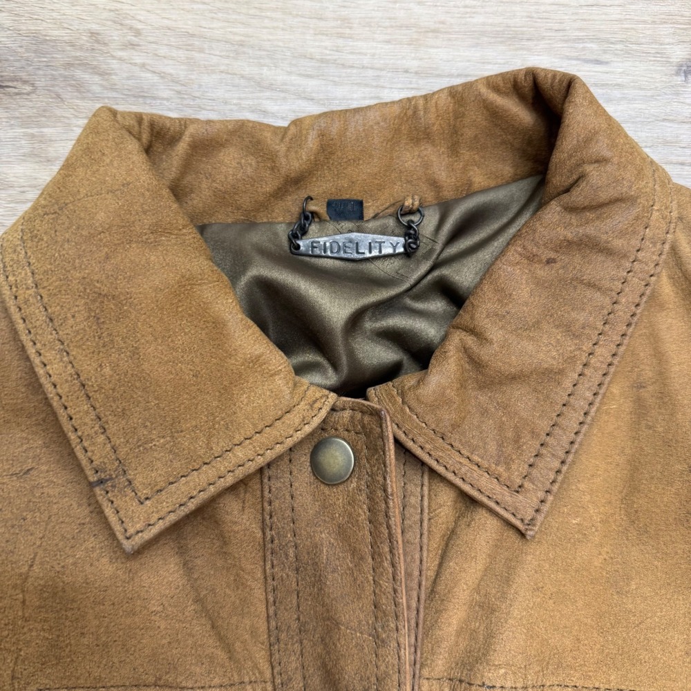 Vintage Fidelity Women's Brown Nubuck Suede Leather Bomber Jacket Distressed Med - Picture 2 of 13